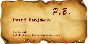Petró Benjámin névjegykártya
